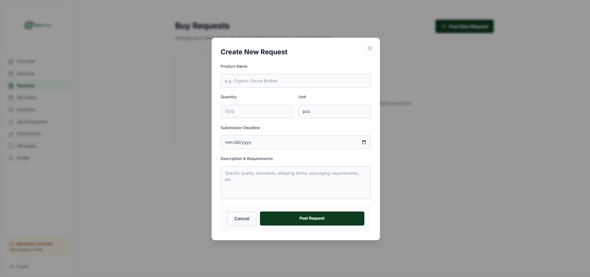 Create Global Requests